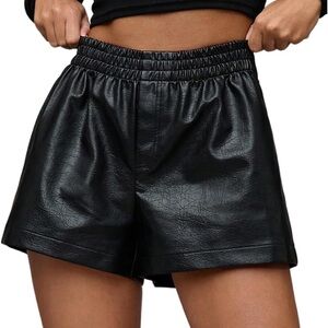 Black Faux Leather Women's Shorts